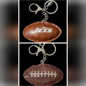 Jets Football Bag Charm / Keychain – Double-Sided with Rhinestones